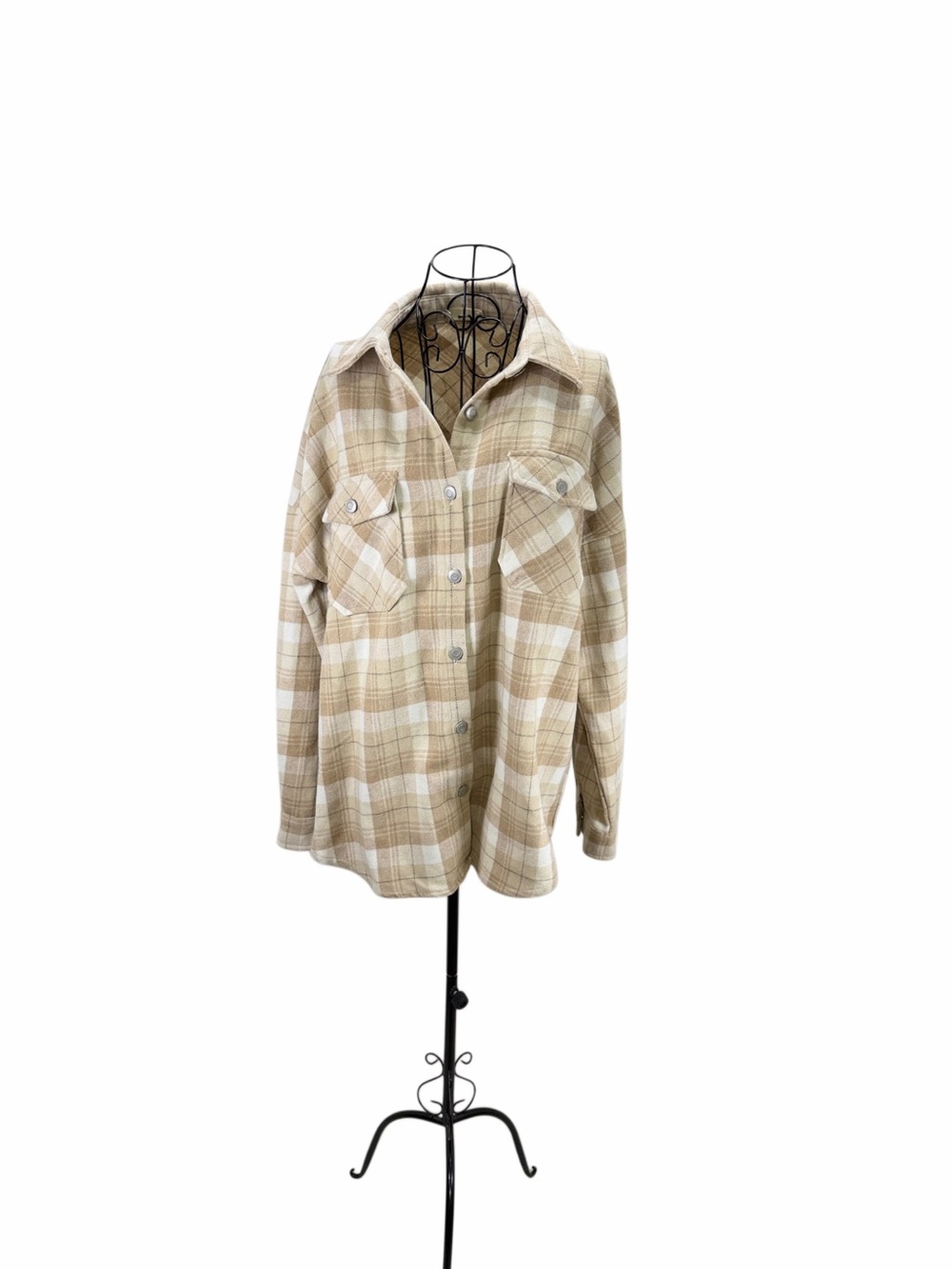 Altar'd State Beige Plaid Utility Shacket